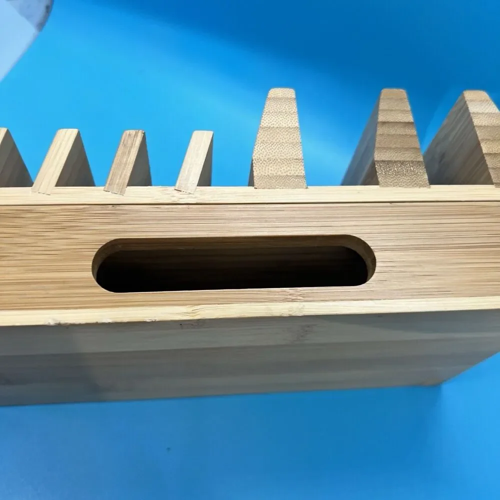 Bamboo Charging Station Organizer Multi-Device storage office supply wood